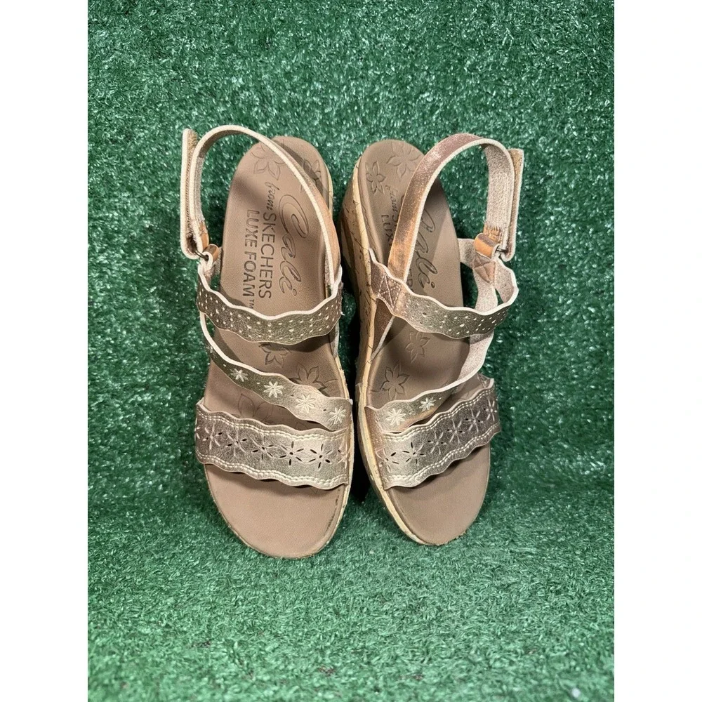 Skechers Sandals Womens Size‎ 5 Cali Beverlee Cherished Aura Wedge Brown Slip On